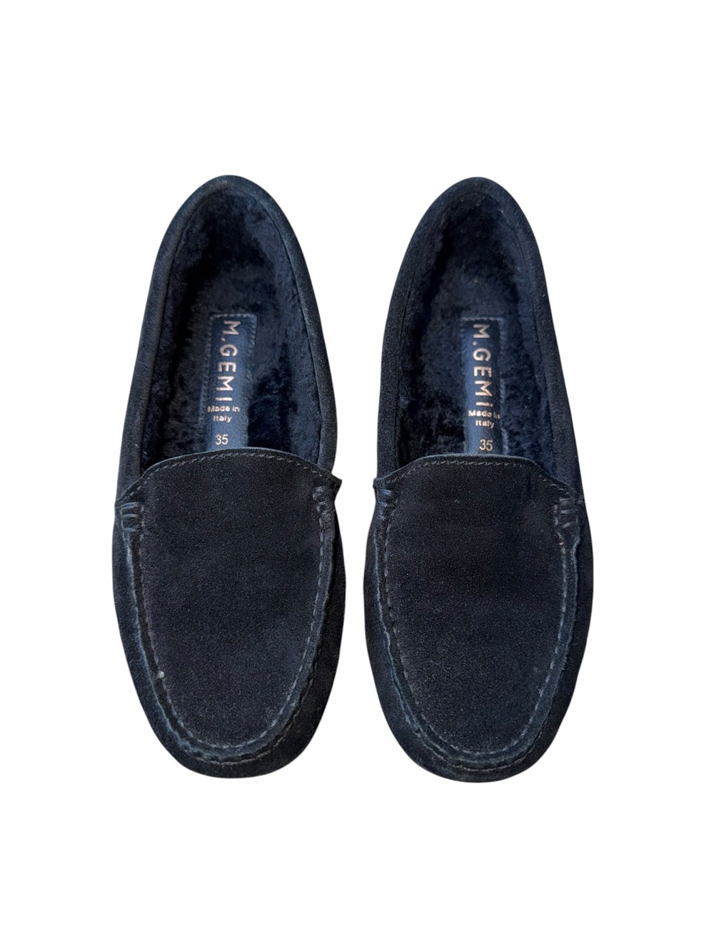 M. Gemi Felize Shearling Loafer Black Suede Size 35